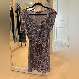 Velvet by Graham & Spencer, floral multi pattern tie dress, sz S